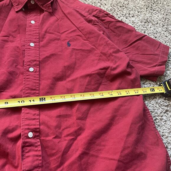 Polo Ralph Lauren Shirt Men's Large Red Short Sleeve Classic Blaire Style Button - Picture 6 of 6